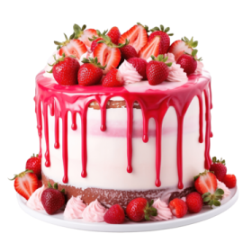 a cake with strawberries and strawberrys on top
