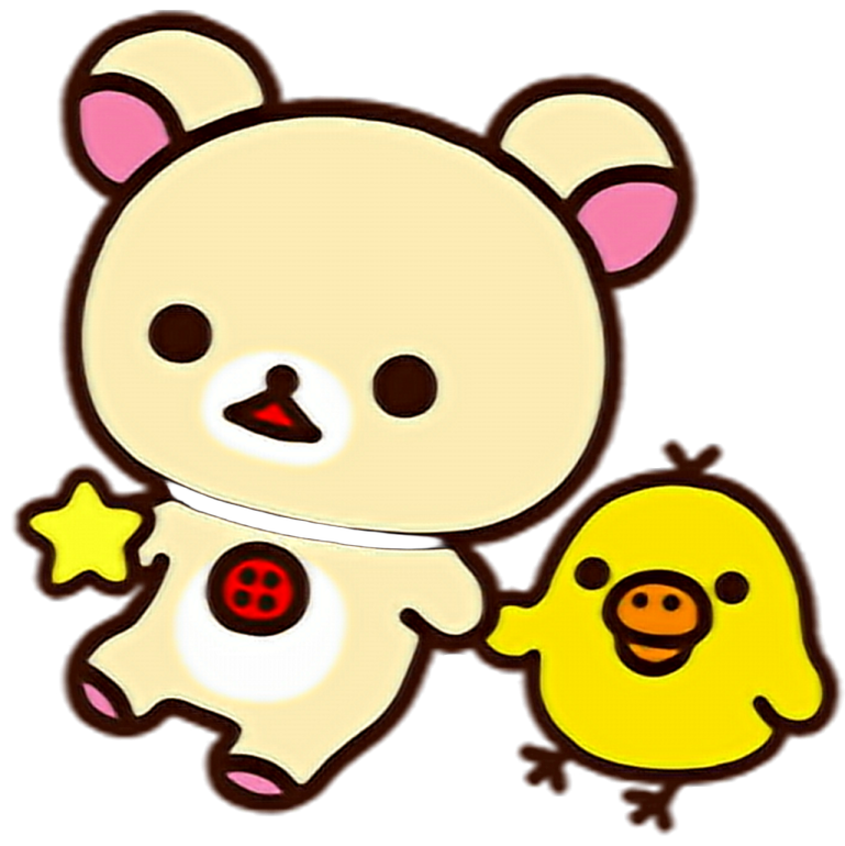 a cartoon bear holding a small yellow bird