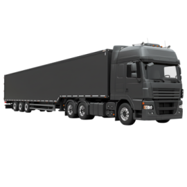 a black semi truck on a white background