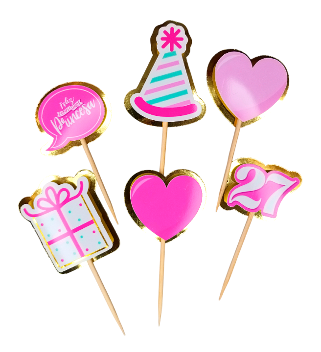 a bunch of cupcakes with pink and blue stripes