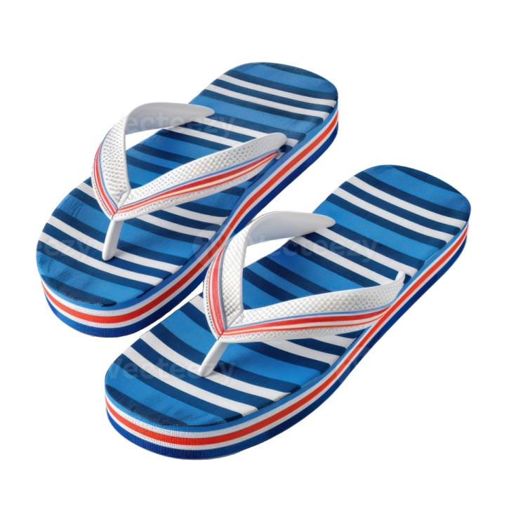 a pair of flip flops on a white background
