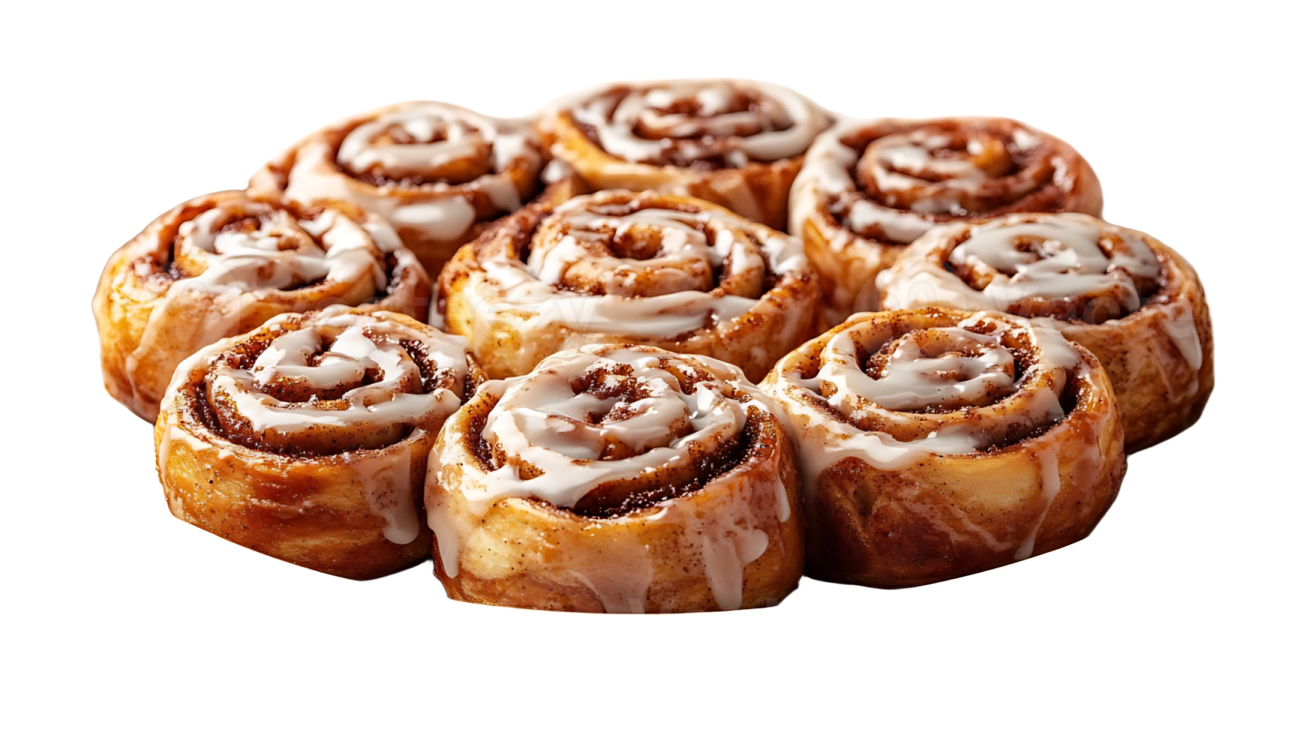 a plate of cinnamon rolls on a white background