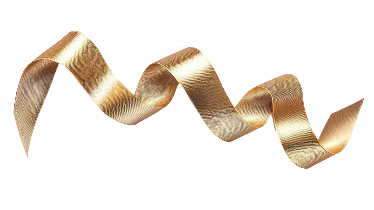 a gold ribbon on white background