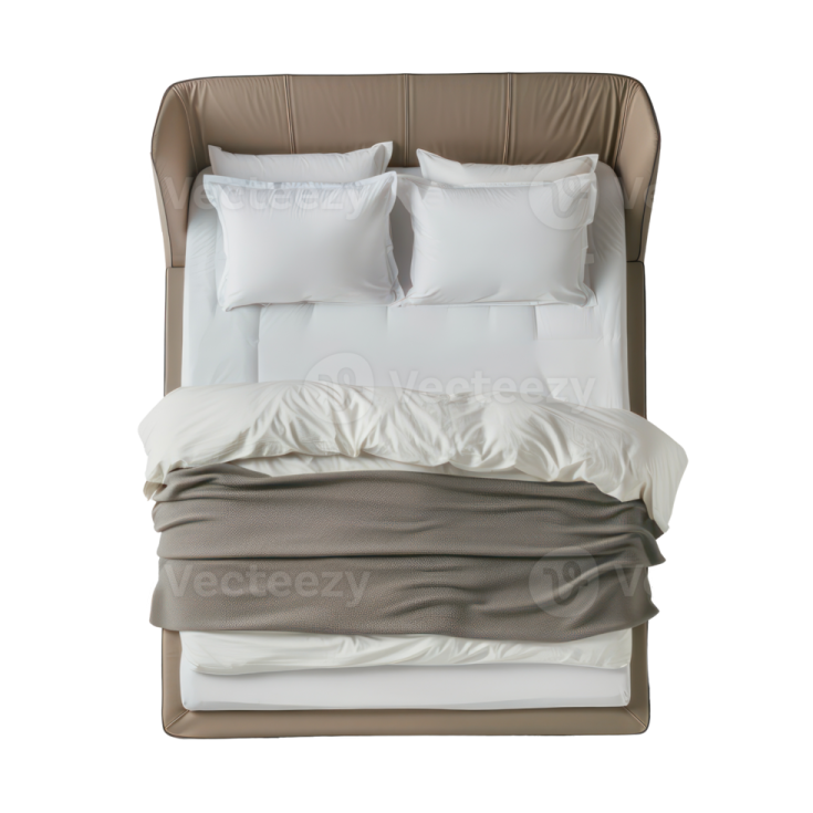 a bed with two pillows on top of it