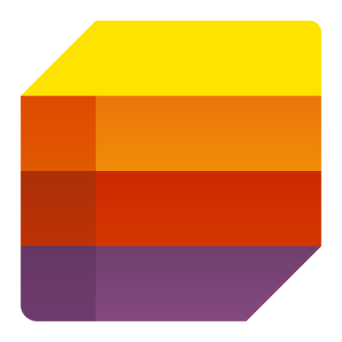 an orange and yellow square with a white background