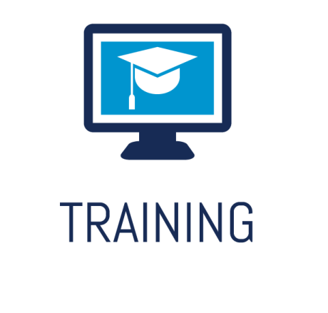 a computer with the words training on it