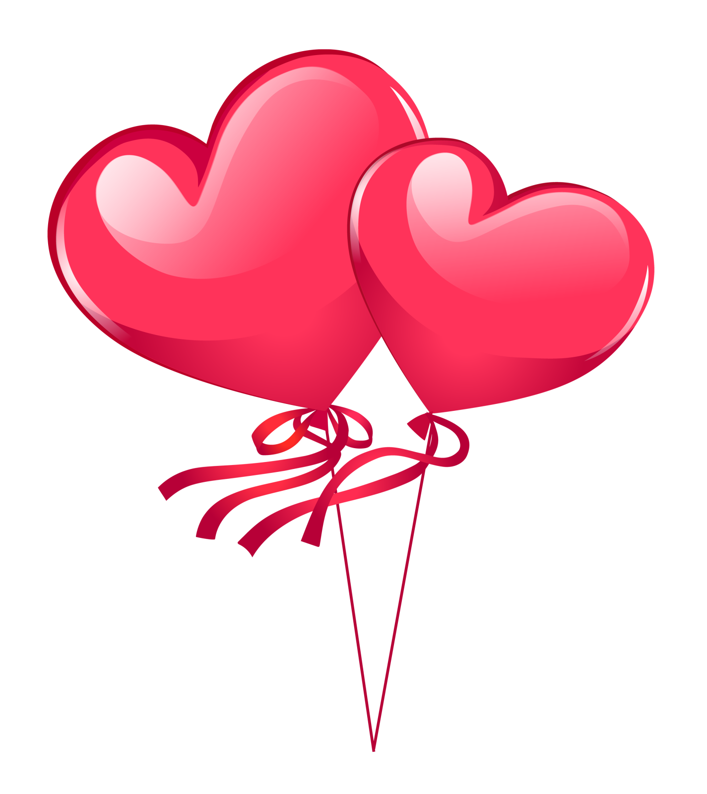 two heart shaped balloons tied with a ribbon