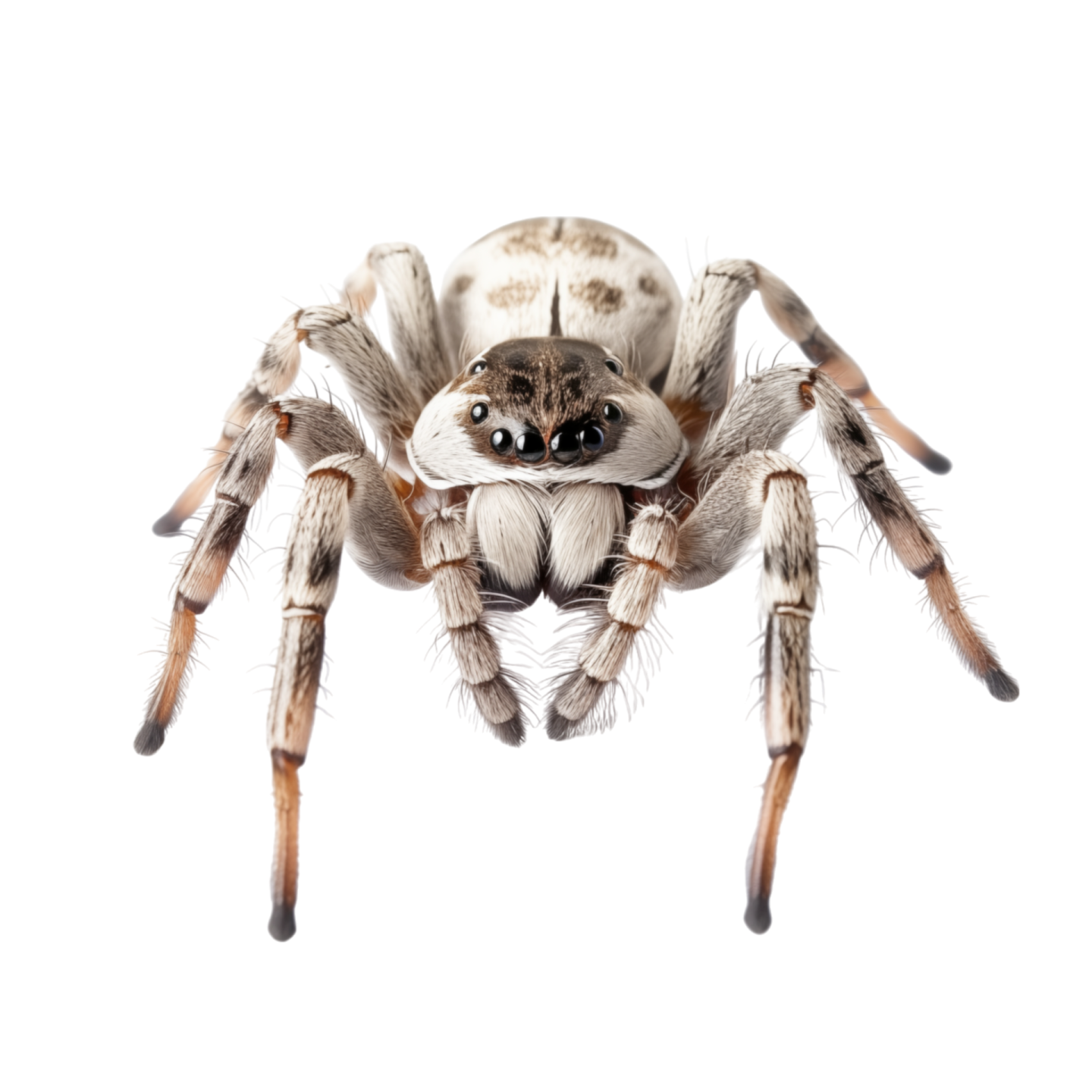 a jumping spider on a white background