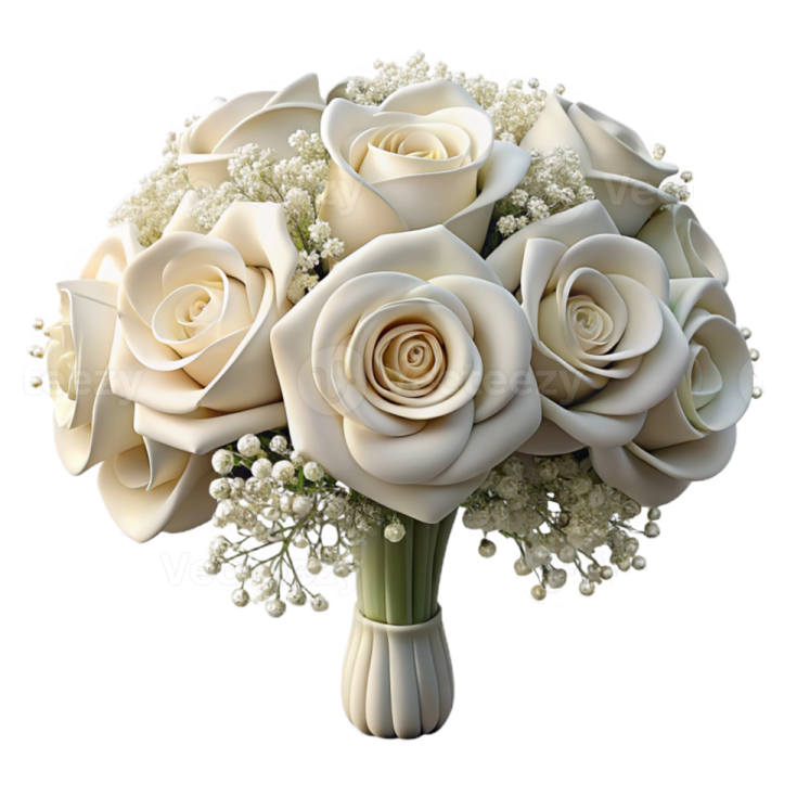 a bouquet of white roses on a white background