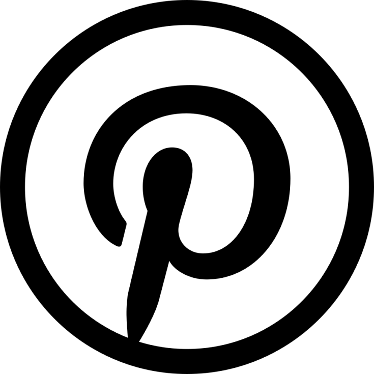 a black and white pin icon in a circle