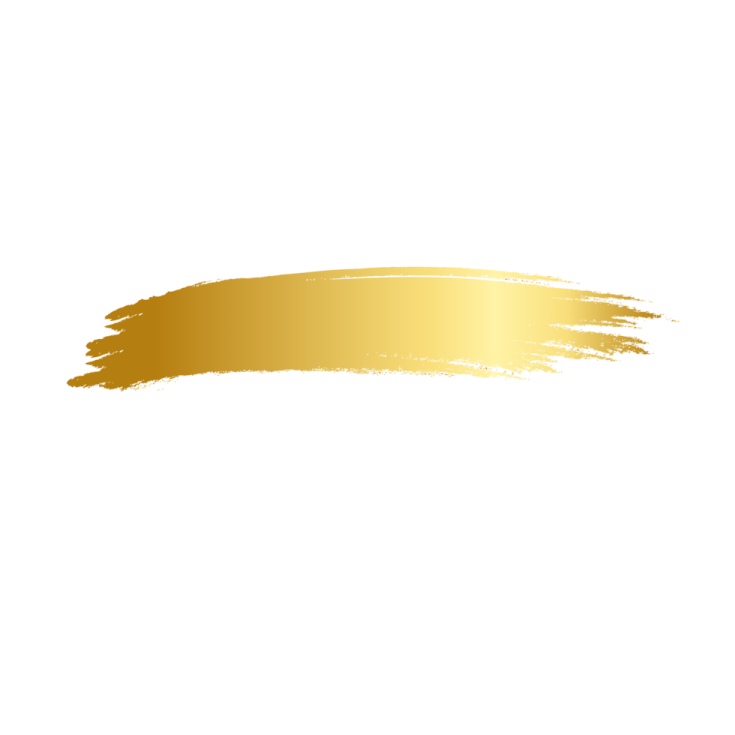 a gold paint stroke on a white background