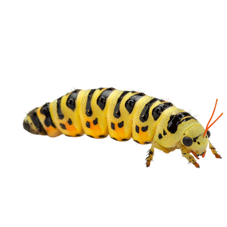 a yellow and black cater on white background