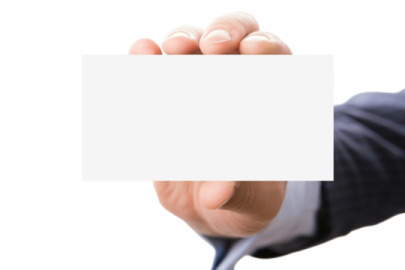 a person holding a business card in their hand