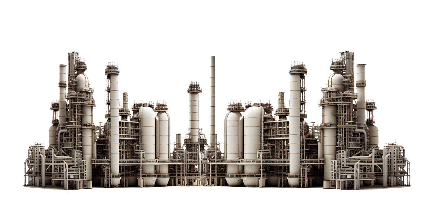an image of a factory with many pipes
