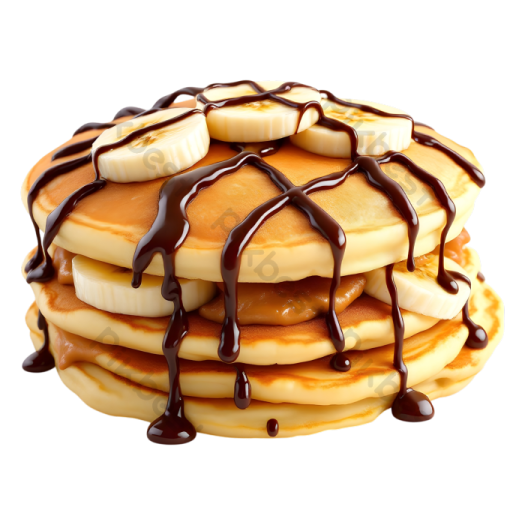 a stack of pancakes covered in chocolate sauce