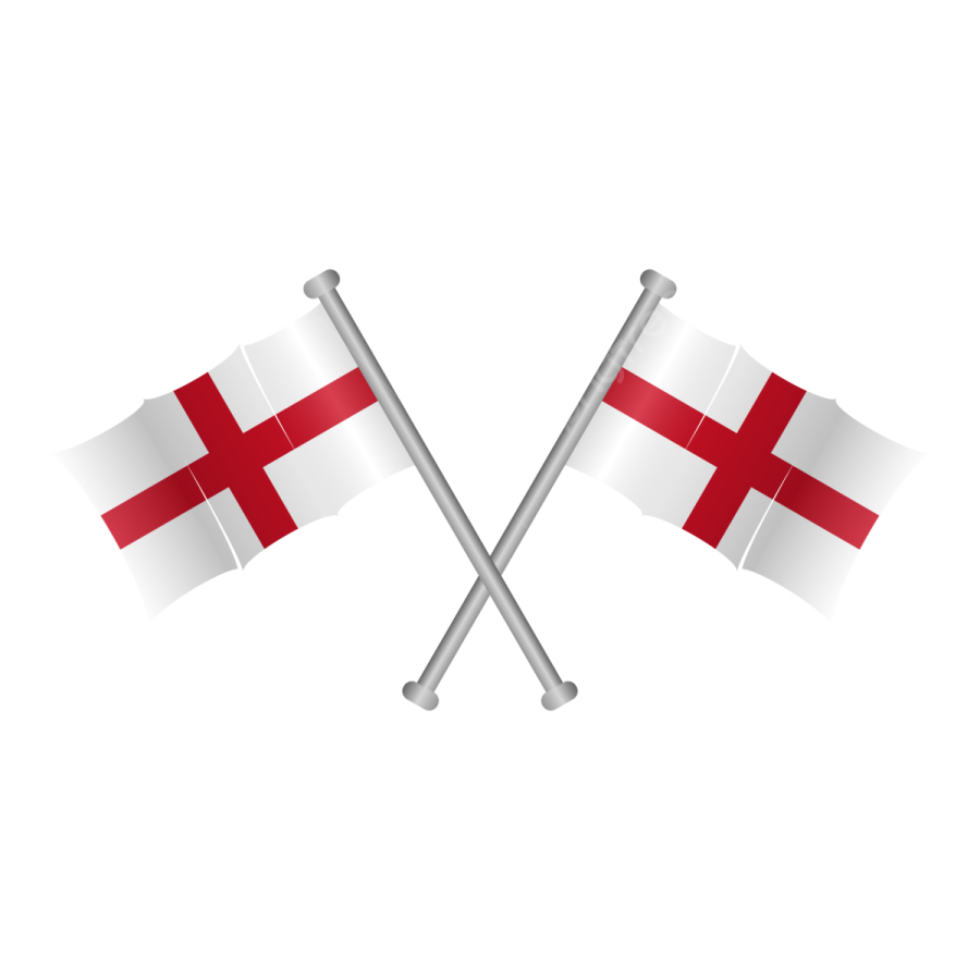 two crossed flags on a white background