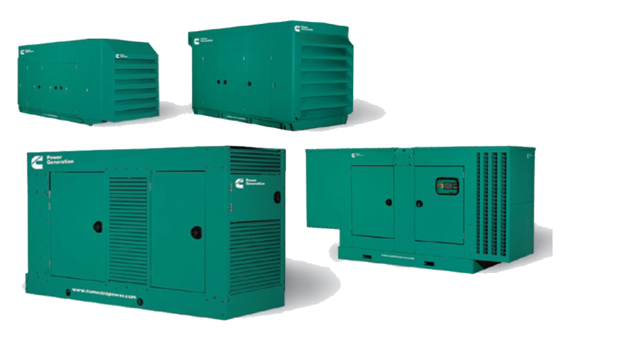 three generators and one generator on white background