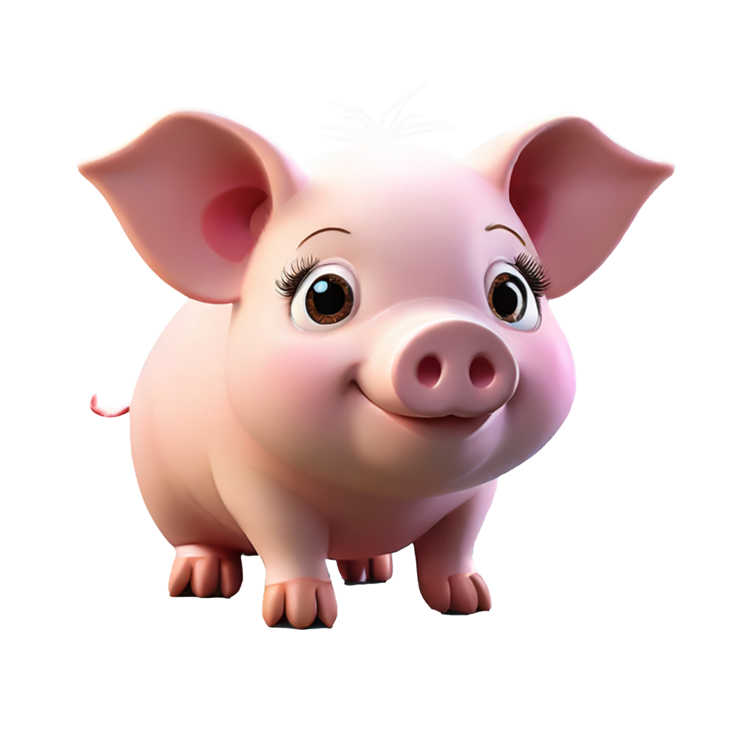 a cartoon pig with big eyes