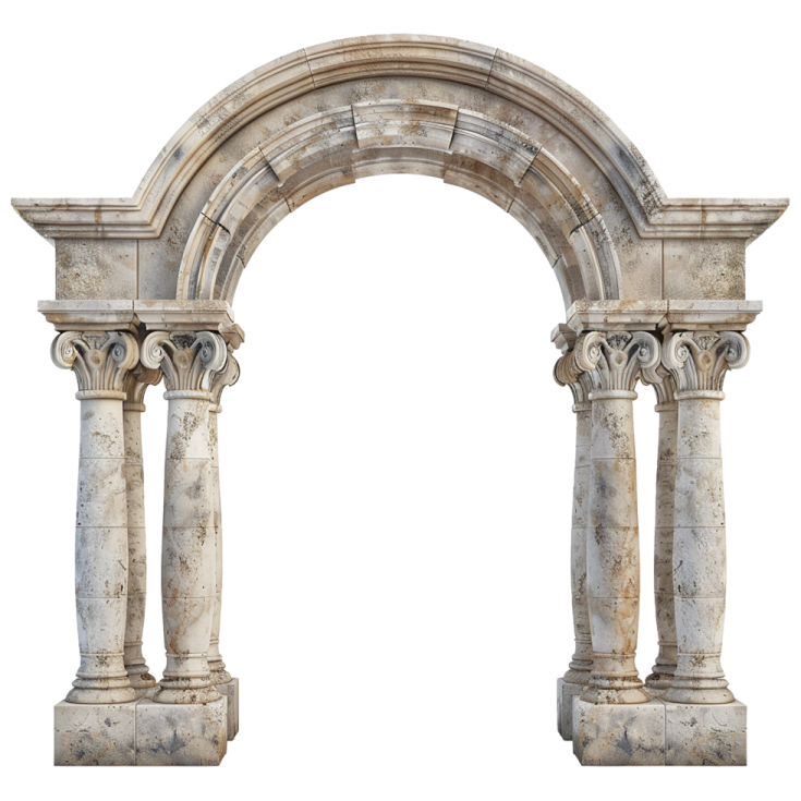 a pair of stone archways