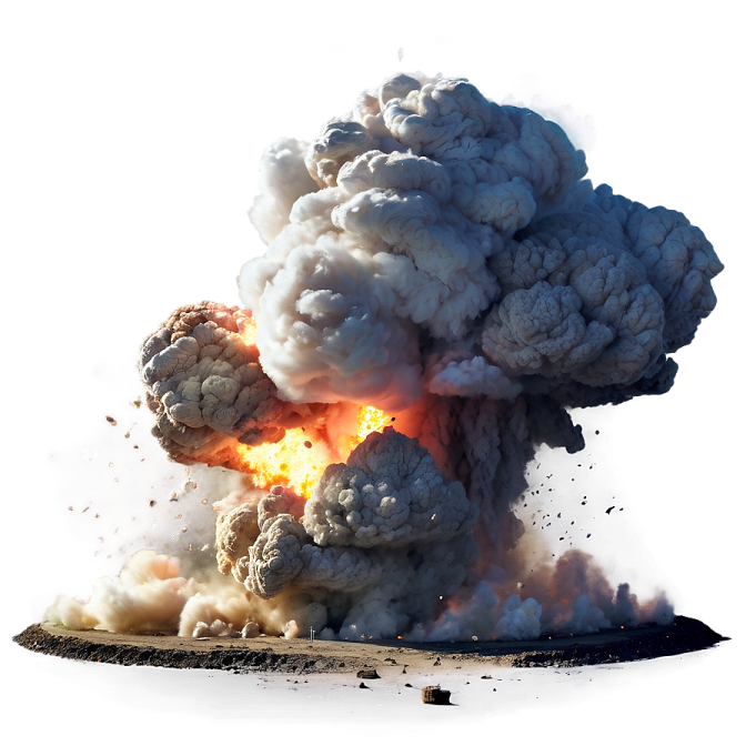 a large cloud of black and white smoke