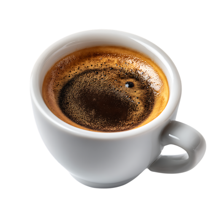 a cup of coffee on a white background