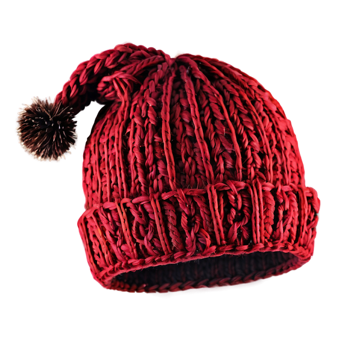 a red hat with a pom on it