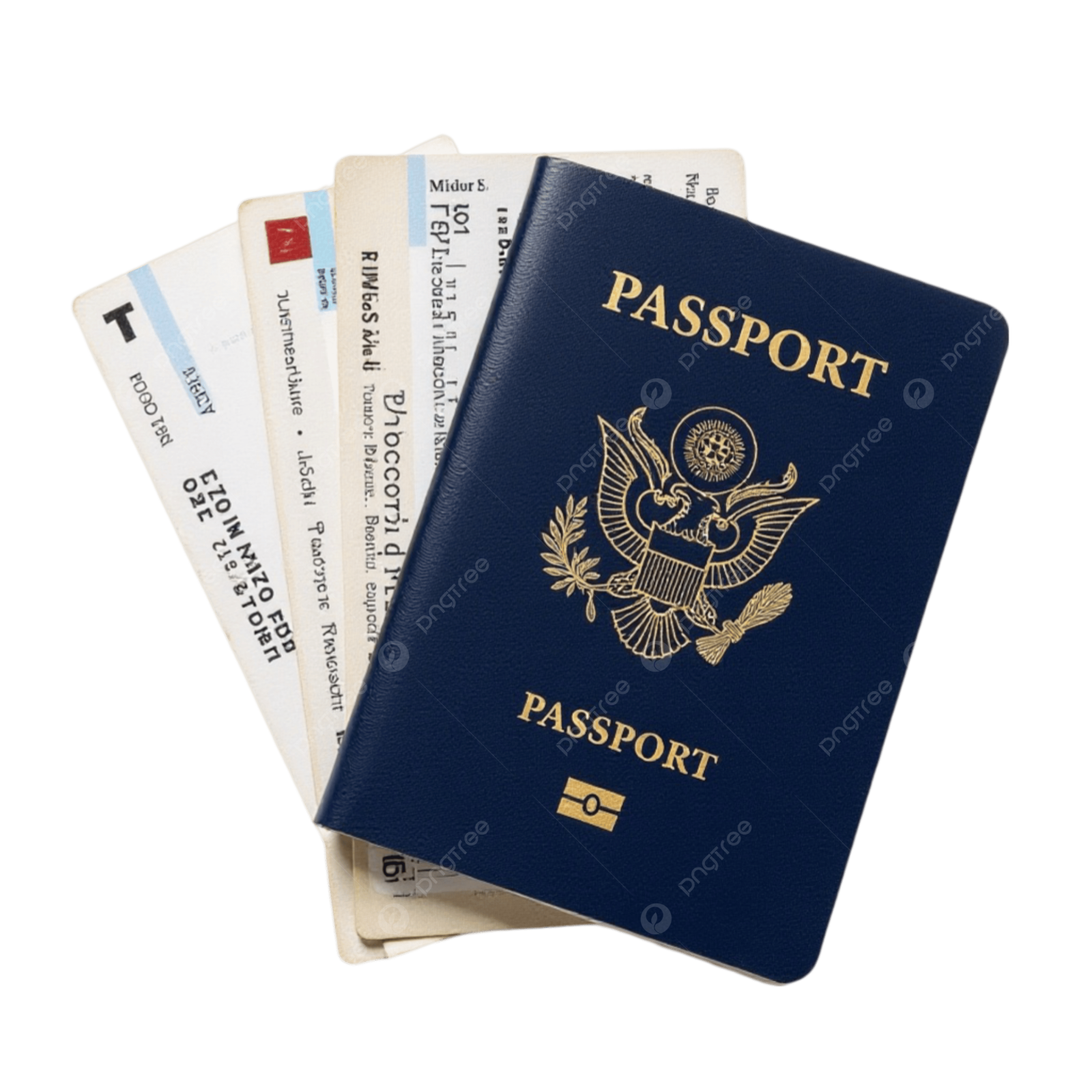 passport and credit cards on white background