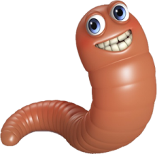 an image of a worm with big eyes