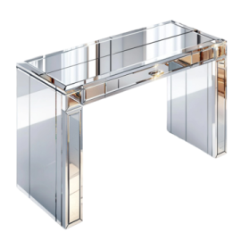an image of a mirrored console table