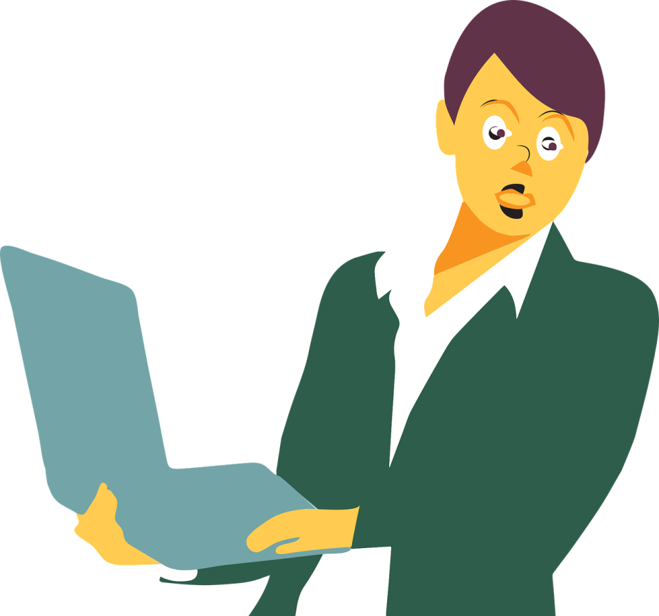 a woman holding a laptop computer