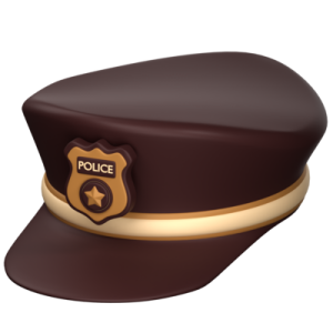 a police hat with a badge on it