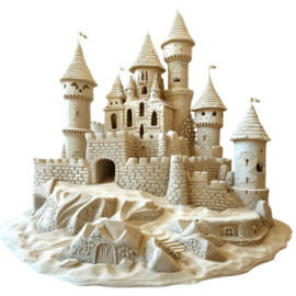 a sand castle on a white background