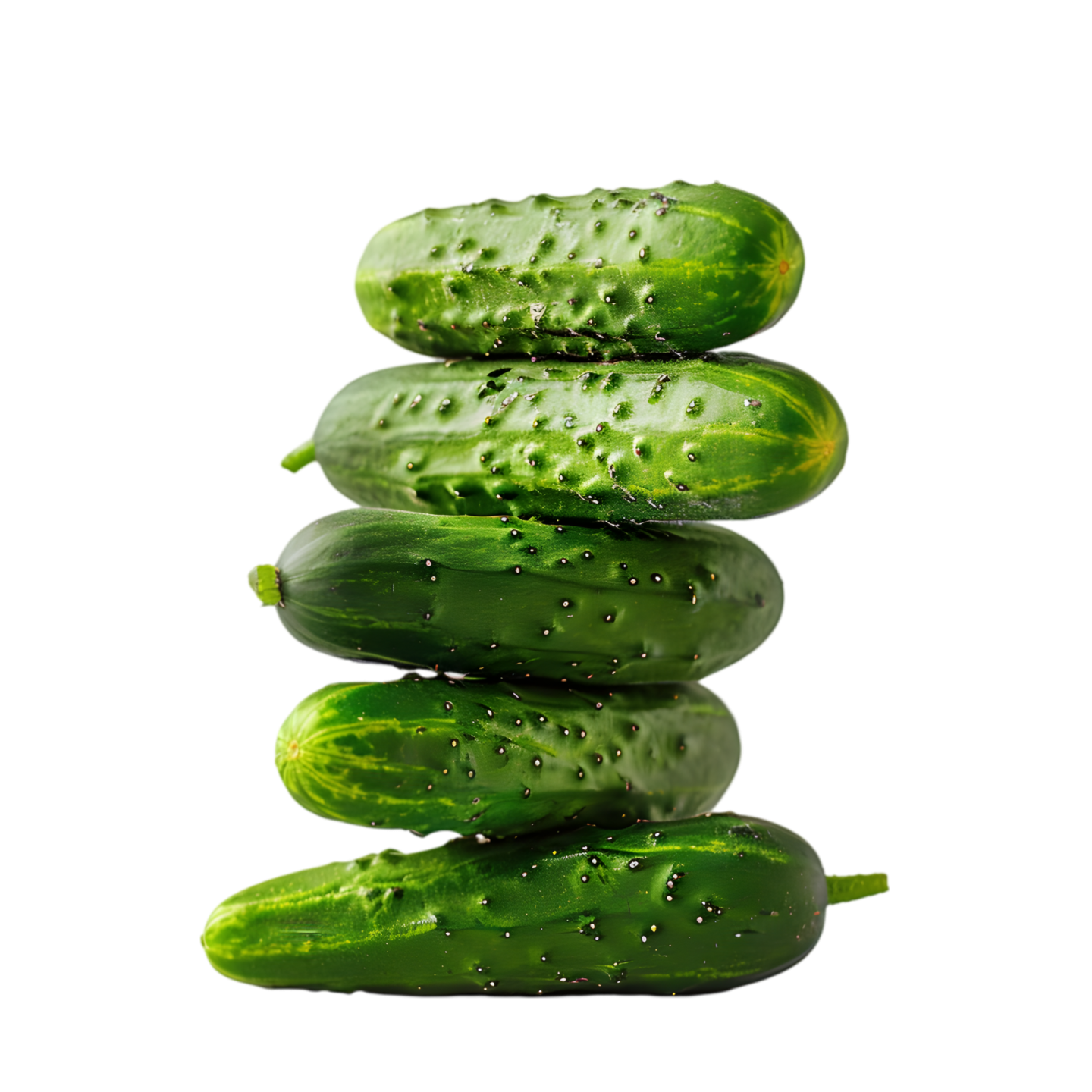 a stack of pickles on a white background