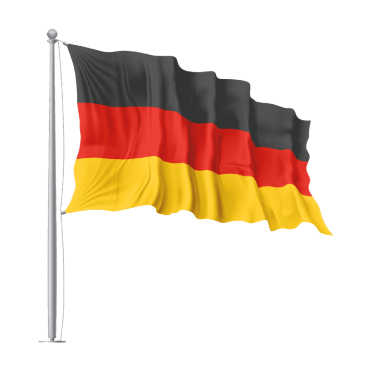 a german flag flying in the wind