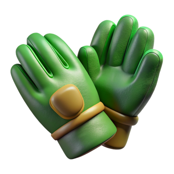 a pair of green gardening gloves