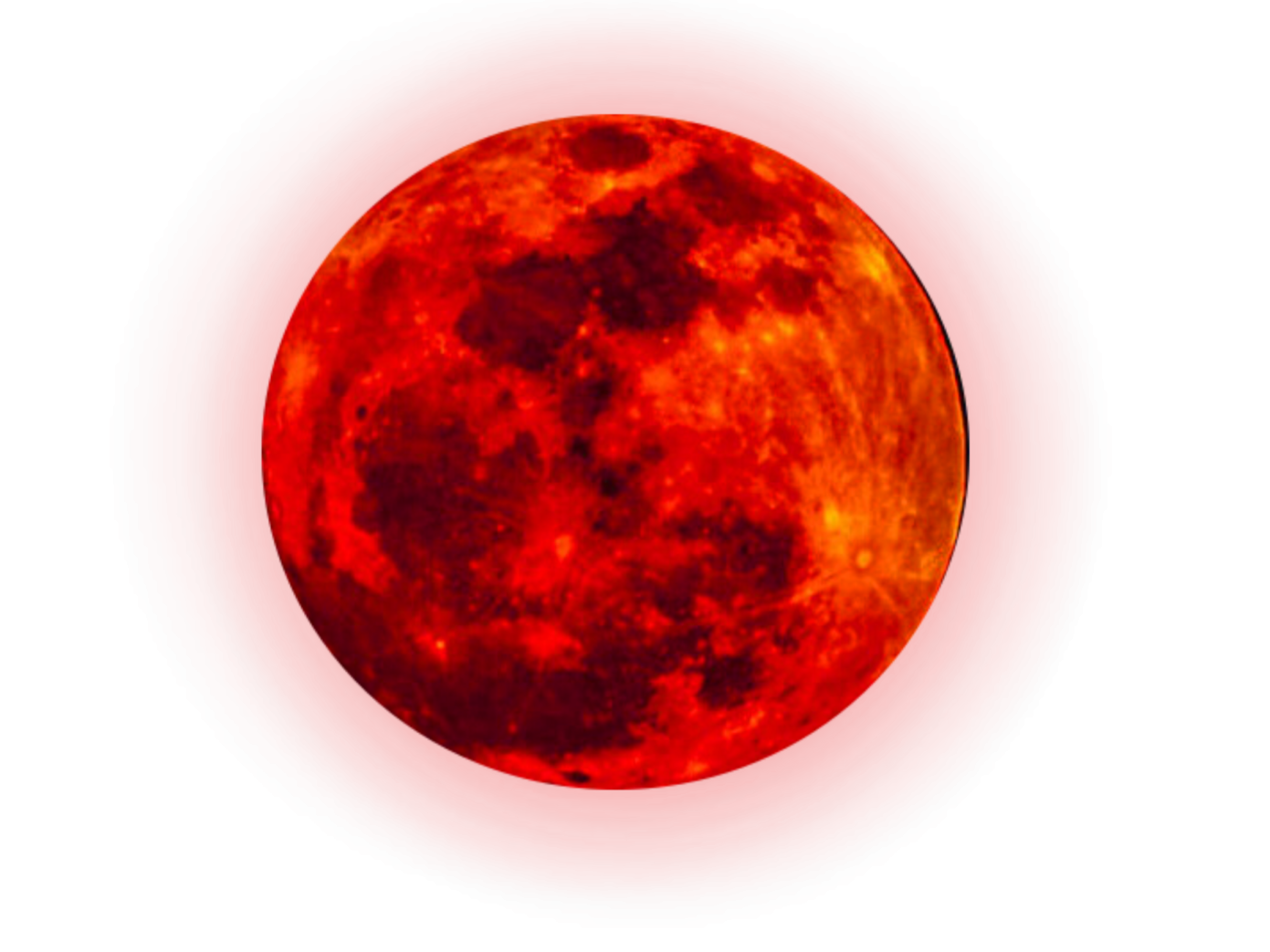 a red moon on a white background