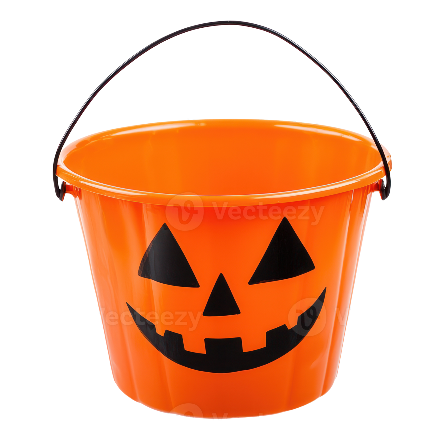 an orange bucket with a jack and jack face on it