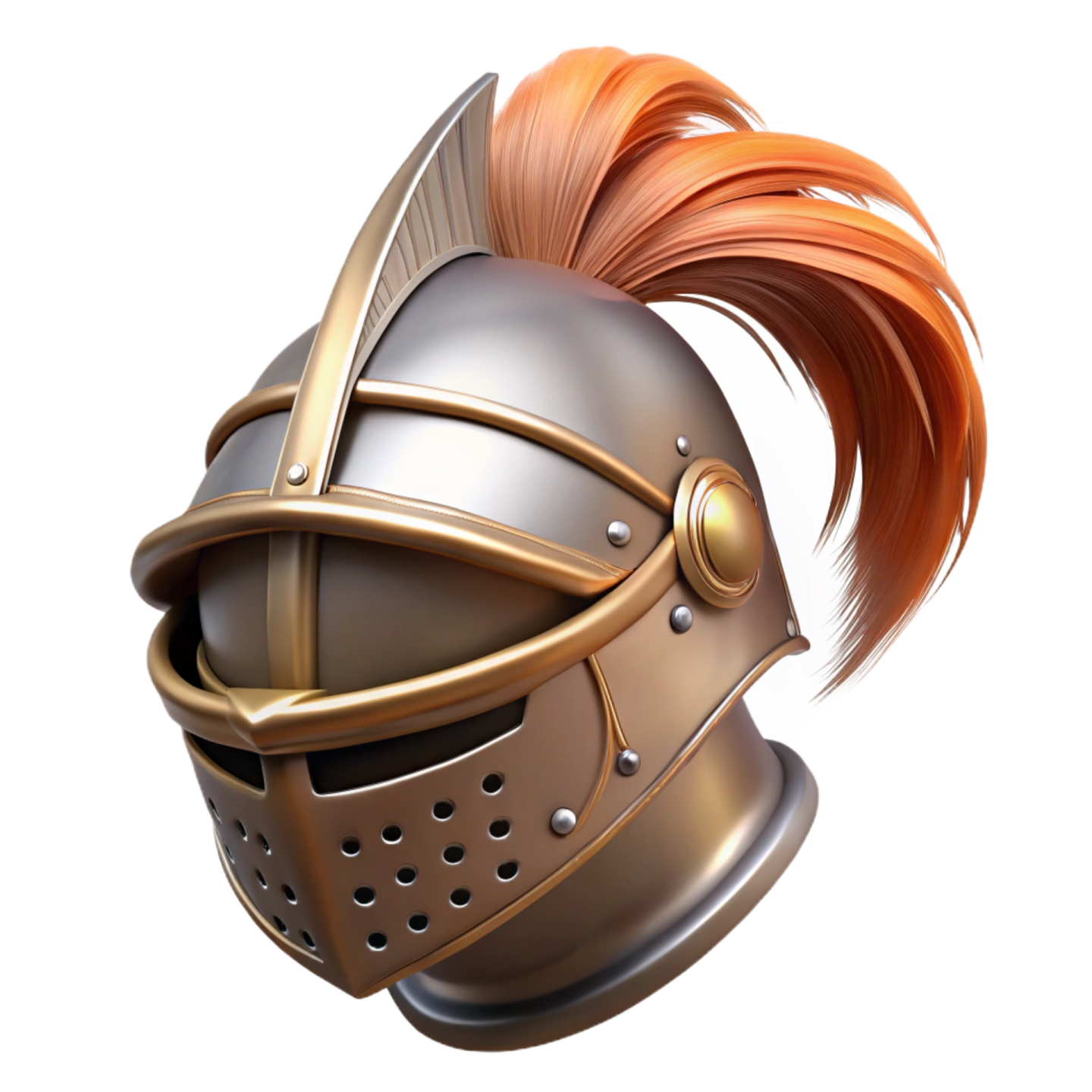 an image of a helmet with orange hair