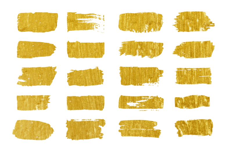 a set of gold paint strokes