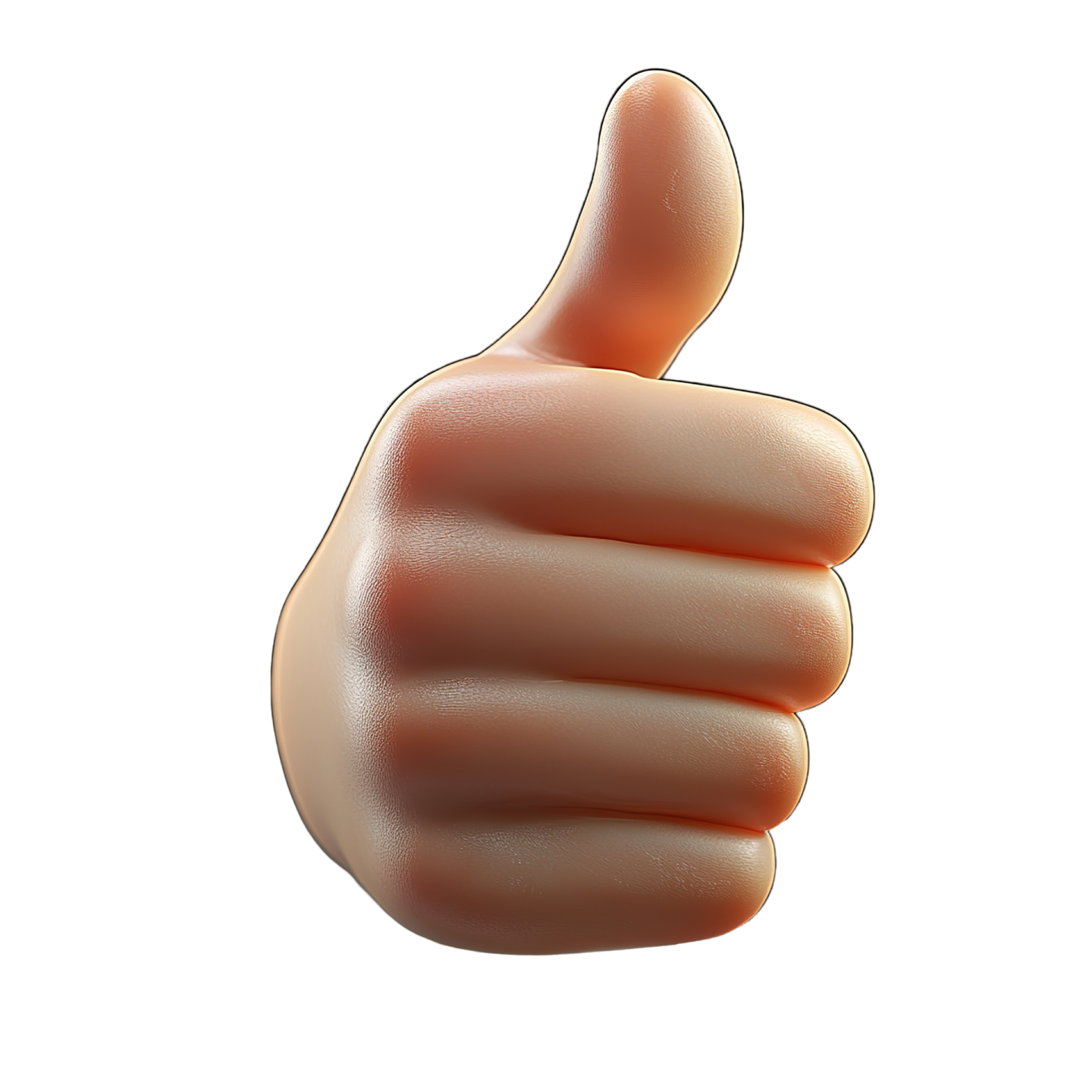 a thumbs up hand on a white background