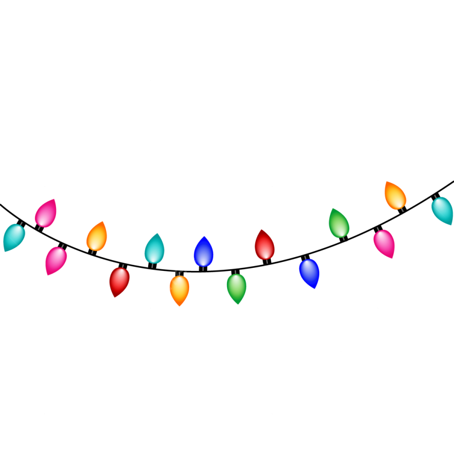 a string of christmas lights on white background