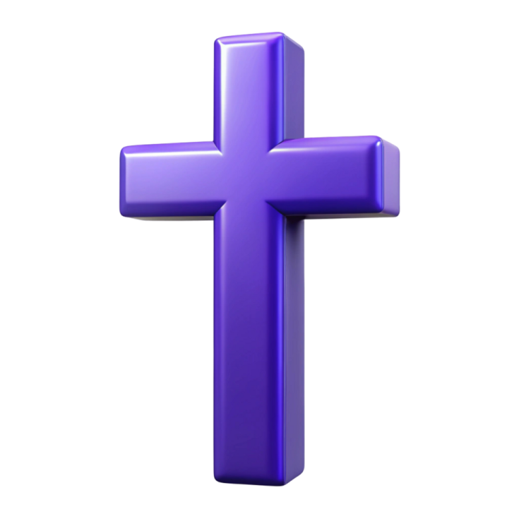 a purple cross on a white background