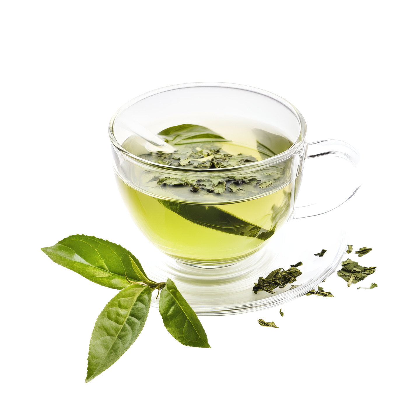 a glass cup filled with green tea
