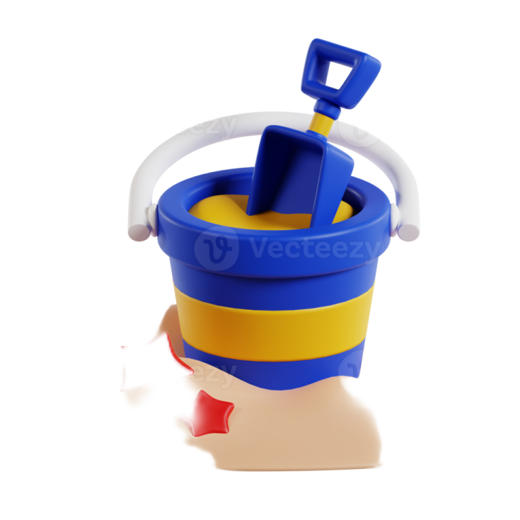 a toy bucket and shovel in the sand