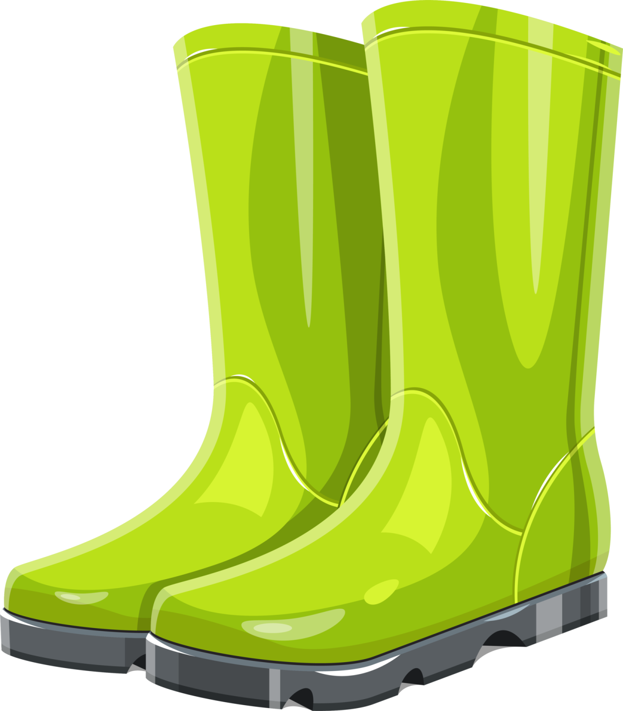 a pair of green rain boots