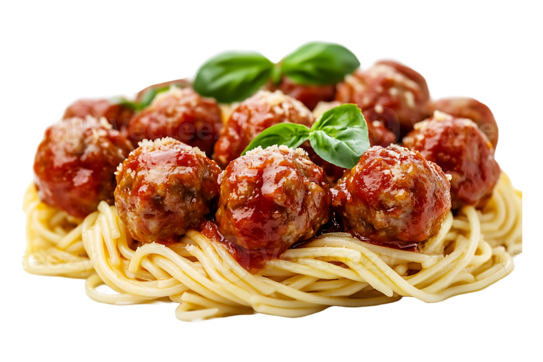 a plate of spaghetti with meatballs and sauce