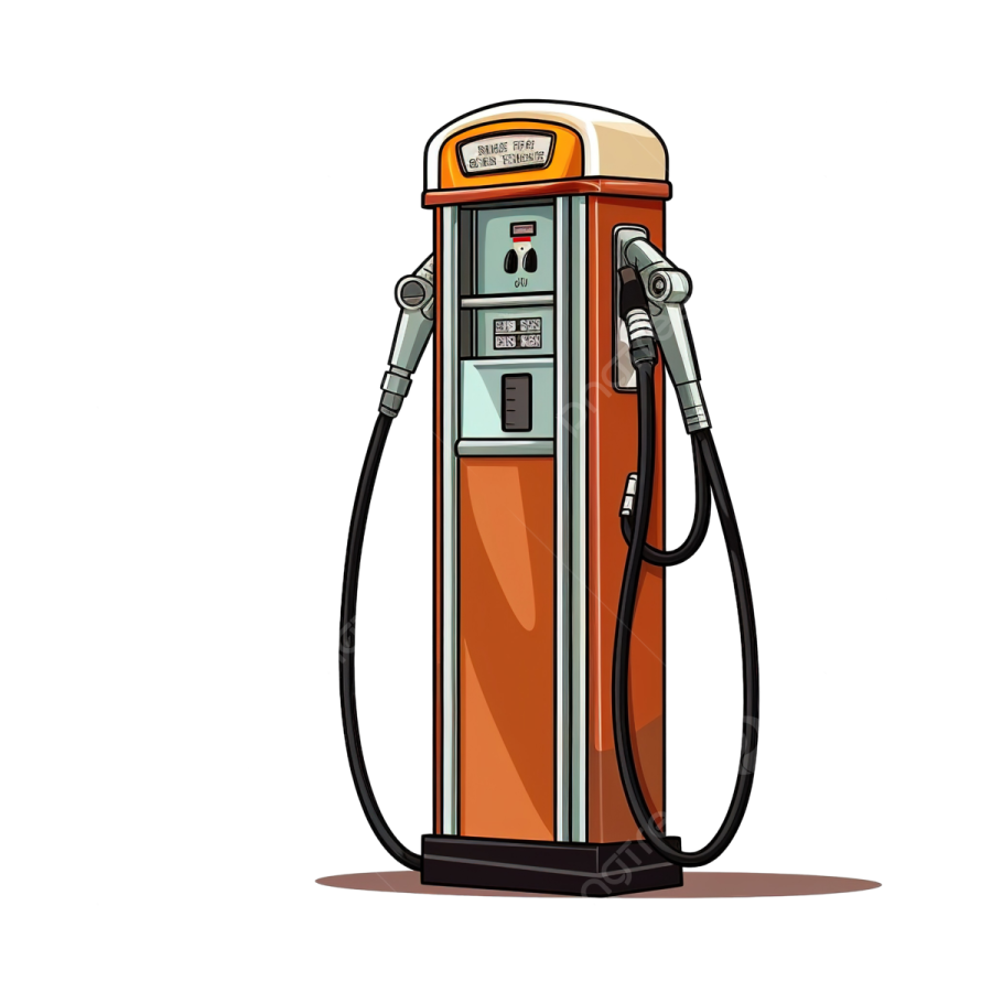 an orange gas pump on a white background