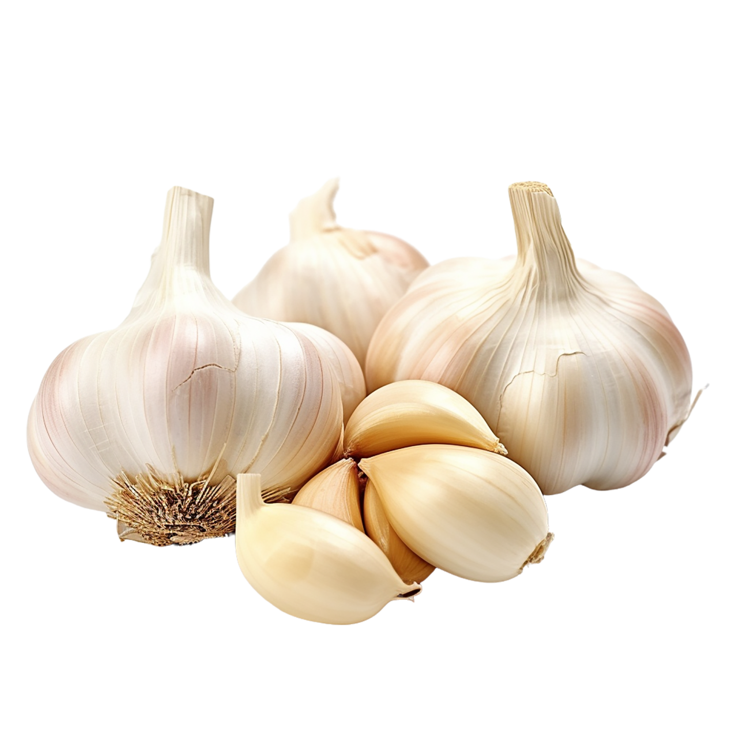 a bunch of garlic on a white background