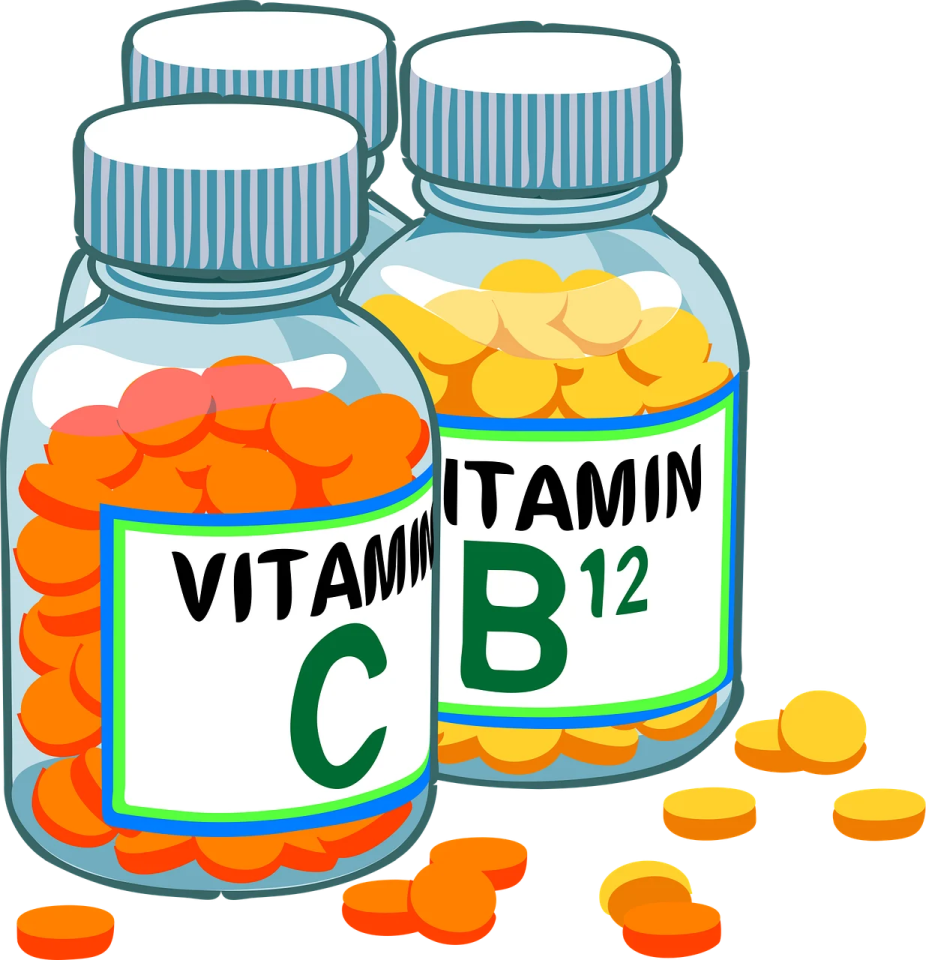 two bottles of vitamin with the word vitamin on them