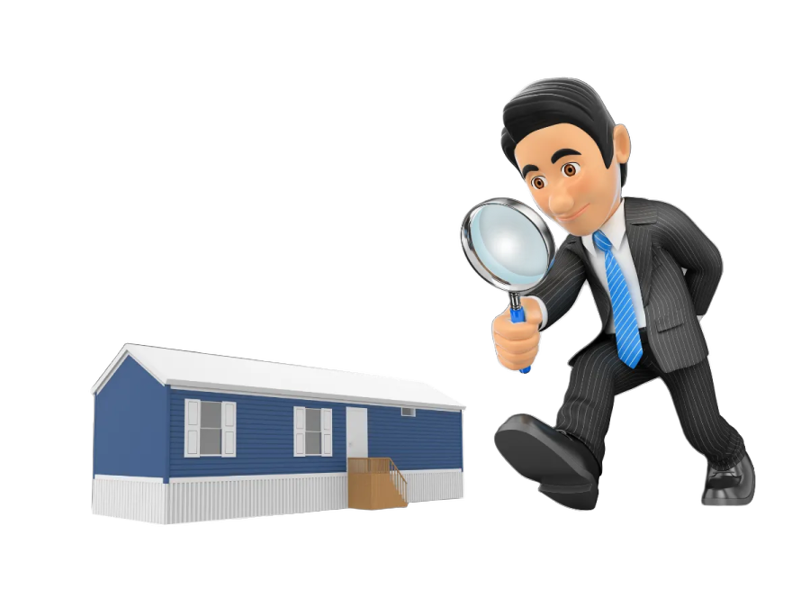 a man holding a magni and looking at a house